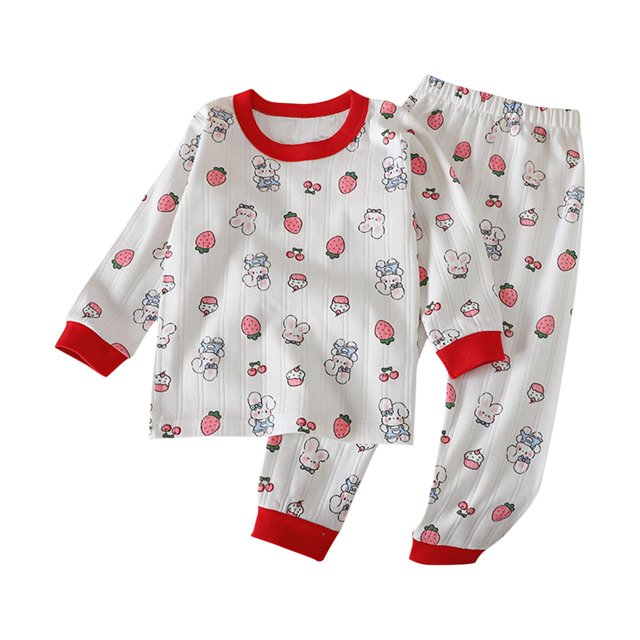 Économies d'Été! Ensemble Décontracté 2 Pcs à Manches Longues pour Filles HVOBTTY, Ensemble de Pantalons Longs Imprimés à Col Rond et Boutons pour Filles et Garçons, Rouge, 2 Ans