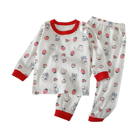 

Atogsazn Children Boy Girl Pajamas Set Outfits Cute Simplicity Printed Clothes Set Kids Long Sleeve Shirt & Pant 2 Piece Set 3-4 Years Red B on Clearance