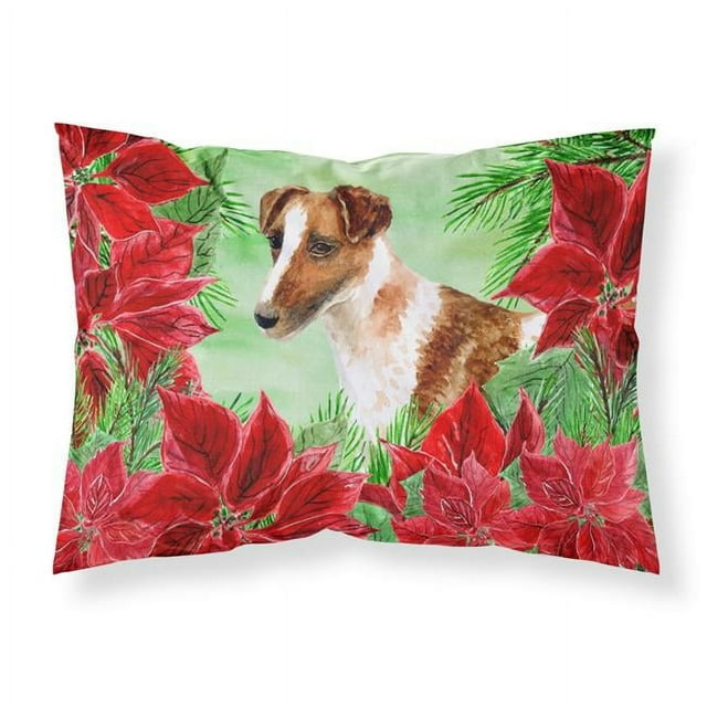 Carolines Treasures CK1296PILLOWCASE Smooth Fox Terrier Poinsettas Fabric Standard Pillowcase