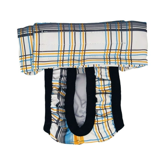 Barkertime Blue and Yellow Plaid Cat Diaper Pull-up