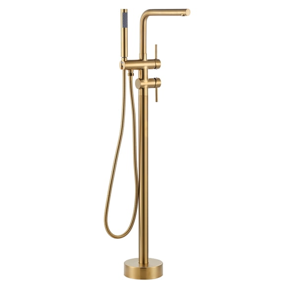 Wowow 2-Handle Freestanding Tub Faucet with Handshower and Longer Spout in Gold