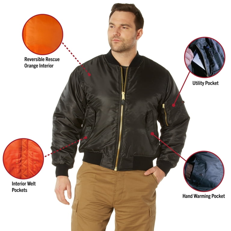 Rothco MA-1 Flight Jacket - Mens, Black, 4XL, -Black-4XL Rothco MA-1 Flight Jacket - Mens, Black, 4XL, -Black-4XL