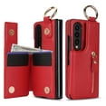 thumbnail image 2 of ELEHOLD for Samsung Galaxy Z Fold 3 Wallte Case, Premium Leather Ring  Zipper Credit Card Cash Slot Magnetic Clasp Kickstand Heavy Duty Protective for Samsung Galaxy Z Fold 3,Red, 2 of 9