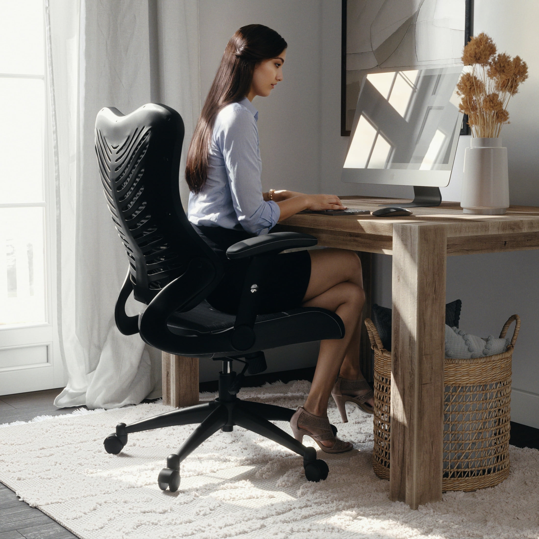 Flash Furniture Kale Ergonomic High-Back Swivel Office Chair with Adjustable Seat Height, Black