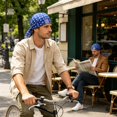 thumbnail image 5 of CUIYUAN Skull Caps for Men Star Print Sweat Wicking Doo Rags Cooling Helmet Liner Cycling Motorcycle Bandana Sweat Wicking Head Wraps Bandana Beanie for Men Women Outdoor Activities, 5 of 6