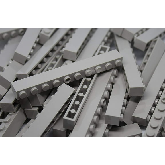IMEX 1x10 Stud Light Gray Interlocking Building Bricks 50 Pack Compatible With All Major Brands