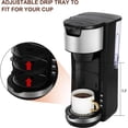 thumbnail image 2 of 2 in 1 Single Serve Coffee Maker, One Cup Coffee Maker for Capsule Pod Ground Coffee, 30oz Removable Reservoir One-Touch Button, 1000W Fast Brew 5 Brewing Size, Adjustable Drip Tray, 2 of 4