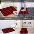 thumbnail image 3 of Black Red Checked 16x24 Flannel Bath Mat for Bathroom, Anti-Slip Backing Soft Bathroom Rug, Washable Water Absorbent Mat, 3 of 9