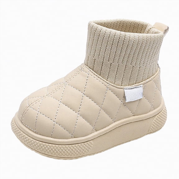 Gvdentm Snow Boots for Toddlers Kids Girls Boys Winter Warm Boots Suede Lightweight Lined Mid Calf Snow Boots for Toddler/Little Kid Kids Boots Winter(Beige,8.5)