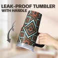 thumbnail image 5 of 20oz Stainless Steel Coffee Tumbler with Handle, Geometric Textured Design, Double Wall Insulated Leak-Proof Travel Mug, 5 of 5