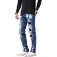 thumbnail image 3 of Ma Croix Mens Biker Jeans Distressed Ripped Zipper Straight Slim Fit Stretch Denim Pants, 3 of 6