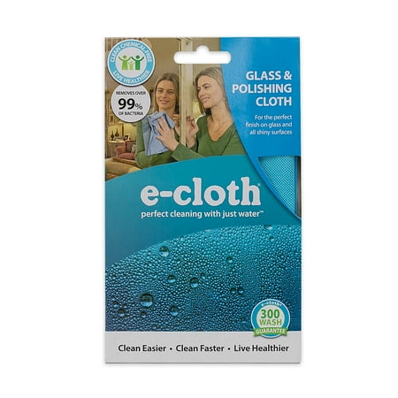 - E-Cloth Glass & Polishing Cloth - Brilliant for Sparkling Windows, Mirrors, Glassware, Chrome, and More - Alaskan Blue