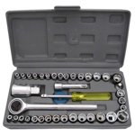 40 Pcs Tool Kit Set Wrench Hand Tool Socket Set | For Automobile Repair 40 Pcs Tool Kit, 40 In 1 Toolkit, 450 Grams-15 L X 10 W X 3 H | Reversible Ratchet Handle, Adaptor, Spinner Handle