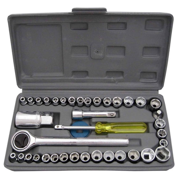 40 Pcs Tool Kit Set Wrench Hand Tool Socket Set | For Automobile Repair 40 Pcs Tool Kit, 40 In 1 Toolkit, 450 Grams-15 L X 10 W X 3 H | Reversible Ratchet Handle, Adaptor, Spinner Handle