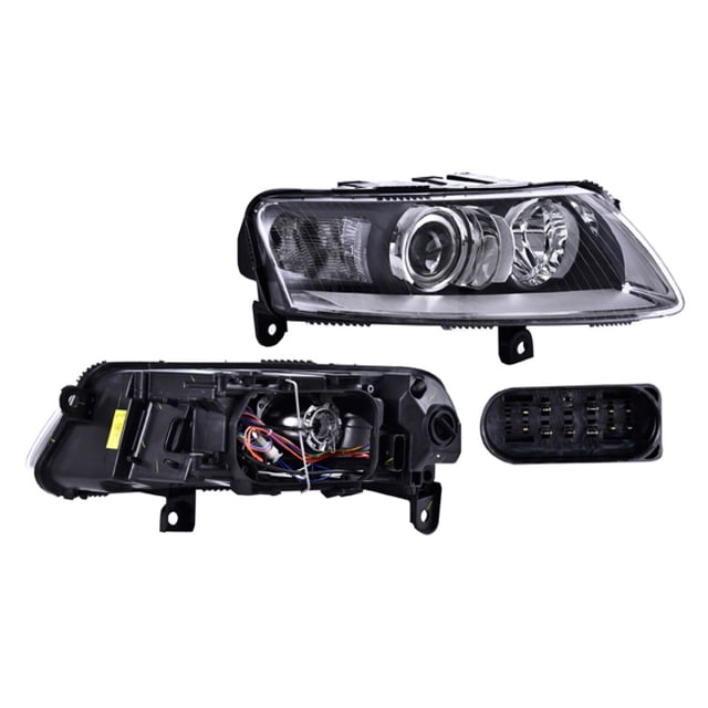 Faro A6 2005 A 2010 Audi Der Fdo Negro Eléctrico S/Motor P/Foco Xenón C/Lupa DEPO .