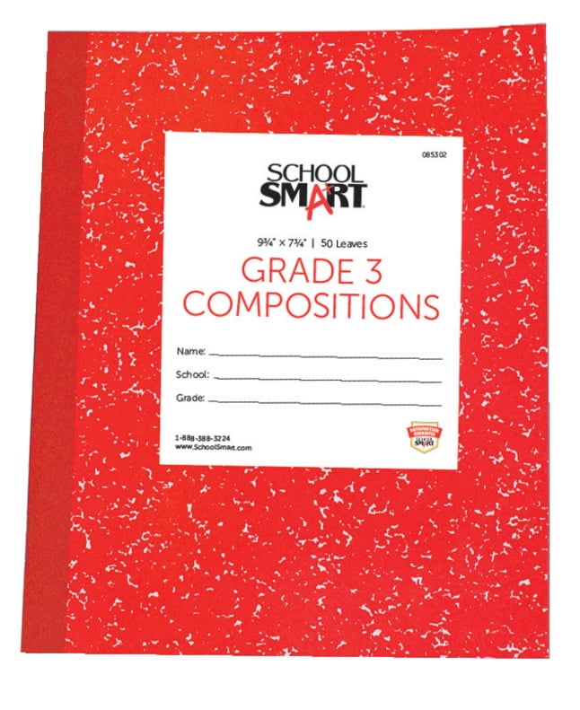 School Smart Skip-A-Line Ruled Composition Book, Grade 3, Red, 48 Pages