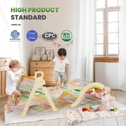 BlueWood Pikler Triangle Set Foldable Wooden Indoor 8-in-1 for Ages 6 Months to 6 Years Multicolor 150 lb Max Load 4-Piece