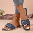 thumbnail image 2 of Eltusu Women Flat Slide Sandals, Slip On Fashion Open Toe PU Summer Shoes Navy Size 6.5, 2 of 4