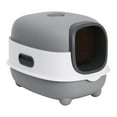 thumbnail image 2 of Caja de arena para gatos con capucha y orinal con tapa, bandeja de arena para mascotas fácil de limpiar, inodoro para gatos cerrado y cubierto , gris, 2 of 8