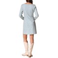 thumbnail image 3 of Vestido de tweed para mujer Inspire Chic, de manga larga, escote cuadrado, largo hasta la rodilla, talla XL, color azul, 3 of 6