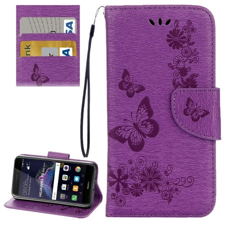 For Huawei P8 Lite Butterflies Embossing Horizontal Flip Leather Case with Holder & Card Slots &