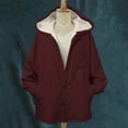 thumbnail image 5 of APEXFWDT Women's Sherpa-Lined Hooded Jacket Button-Down Long Sleeve Warm Winter Coat Pockets Outerwear for Winter Daily Errands,S,Wine, 5 of 7