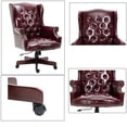thumbnail image 7 of PU Leather Desk Chair with High Back, 360° Rotating Boss Chair Executive Office Chair with Wingback and Smooth Glide Caster Wheels, Computer Work Chair with Thick Padded Seat and Backrest, Burgundy, 7 of 7
