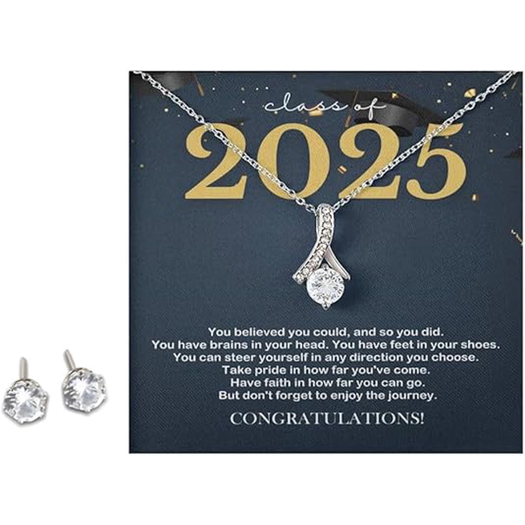 Necklace Set Collection for Daughter, Graduation Present Ideas for Class of 2025 University College High School, Graduation Jewelry Gift Ideas for GrandDaughter Graduation Gift Necklace with Gift Box