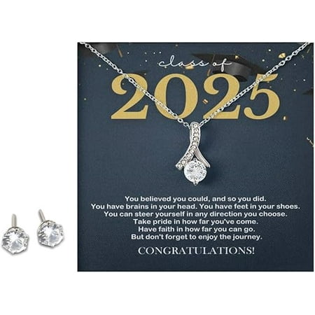 Necklace Set Collection for Daughter, Graduation Present Ideas for Class of 2025 University College High School, Graduation Jewelry Gift Ideas for GrandDaughter Graduation Gift Necklace with Gift Box