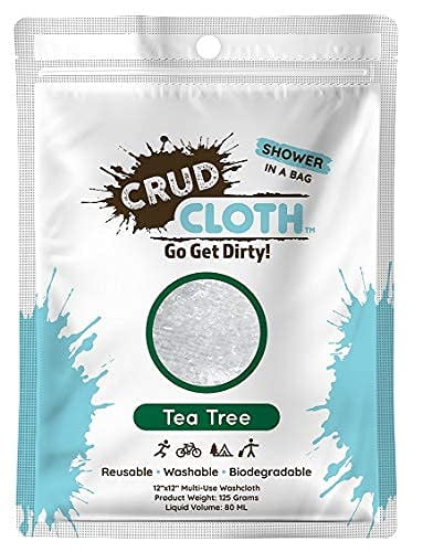 Crud Cloth Shower in a Bag (4 Set) Tea Tree Disposable Cleanser Wash 12x12