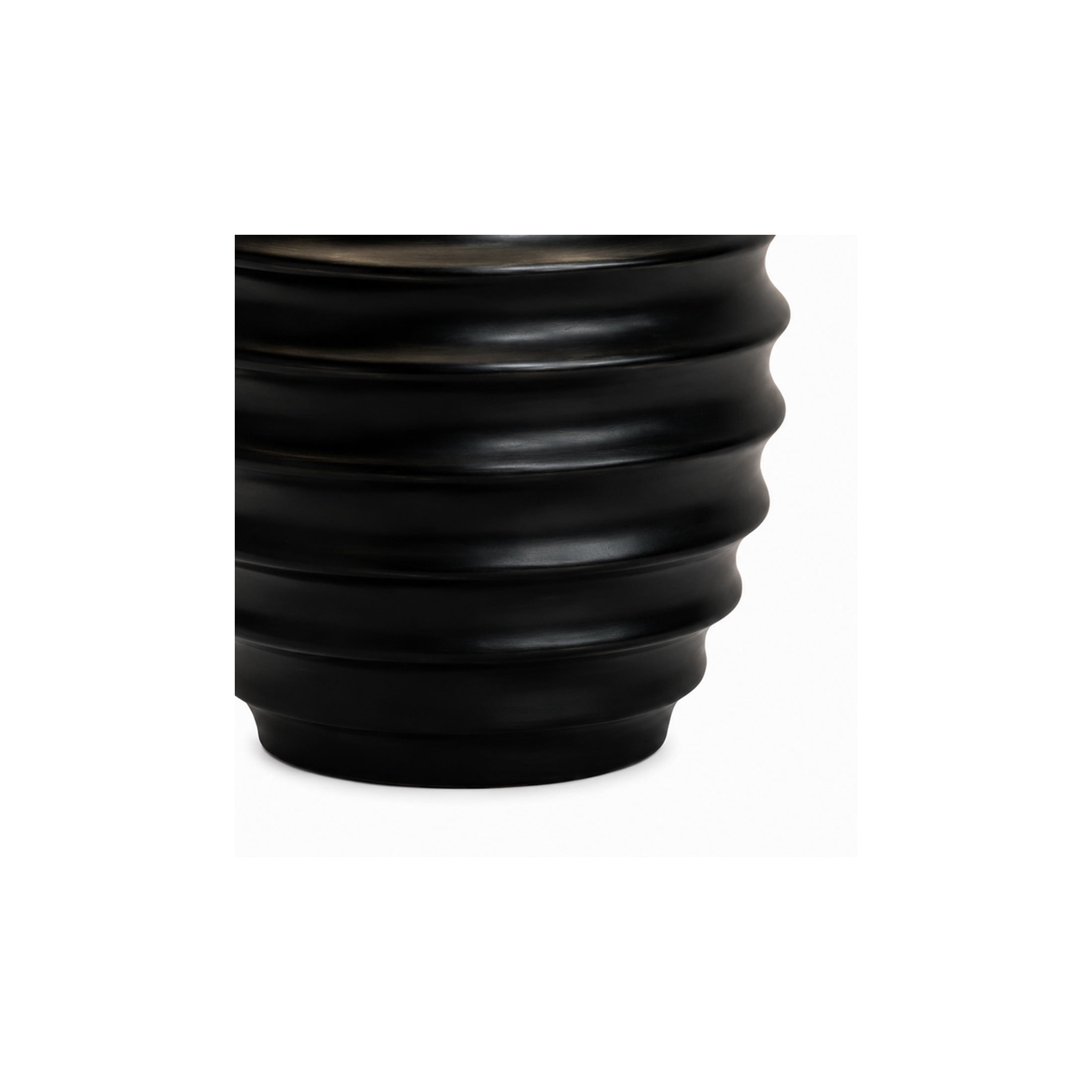 DecMode 24" Handmade Ribbed Black Table Lamp with White Linen Shade