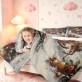 thumbnail image 4 of Manfei Christmas Santa 7pcs Queen Bedding,Festive Reindeer Animals Bedding Comforter Set Queen,Gray Orange,Christmas Reversible, 4 of 6