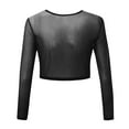 thumbnail image 5 of Outfmvch Crop Tops for Women Sheer Mesh Long Sleeve Crop Tee Womens Tops Crop Tops Black, 5 of 7