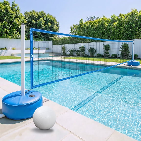 PATIASSY Pool Volleyball Net Set with Adjustable 15-30FT Length, Pool Games for Adults and Family