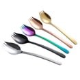 thumbnail image 2 of 6pcs Dual Purpose Noodle Salad Spoon Fork Stainless Steel Dinner Tableware for Eating (Silver), 2 of 6