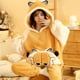 thumbnail image 5 of Pijama de mujer de invierno de franela gruesa con capucha de dibujos animados coreanos, ropa de casa de felpa cálida que se puede usar al aire libre, 5 of 6