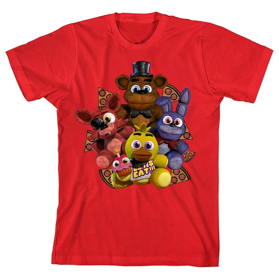 Five Nights At Freddy's Plush Characters Group Short Youth Re Crew Neck Short Sleeve T-shirt - Medium