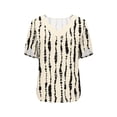 thumbnail image 4 of Xuyuer Womens Tops Trendy Puff Short Sleeve Shirts Dressy　Henley V-Neck Summer Tops Pleated T-Shirts Loose Fit Tunic Blouses, 4 of 5