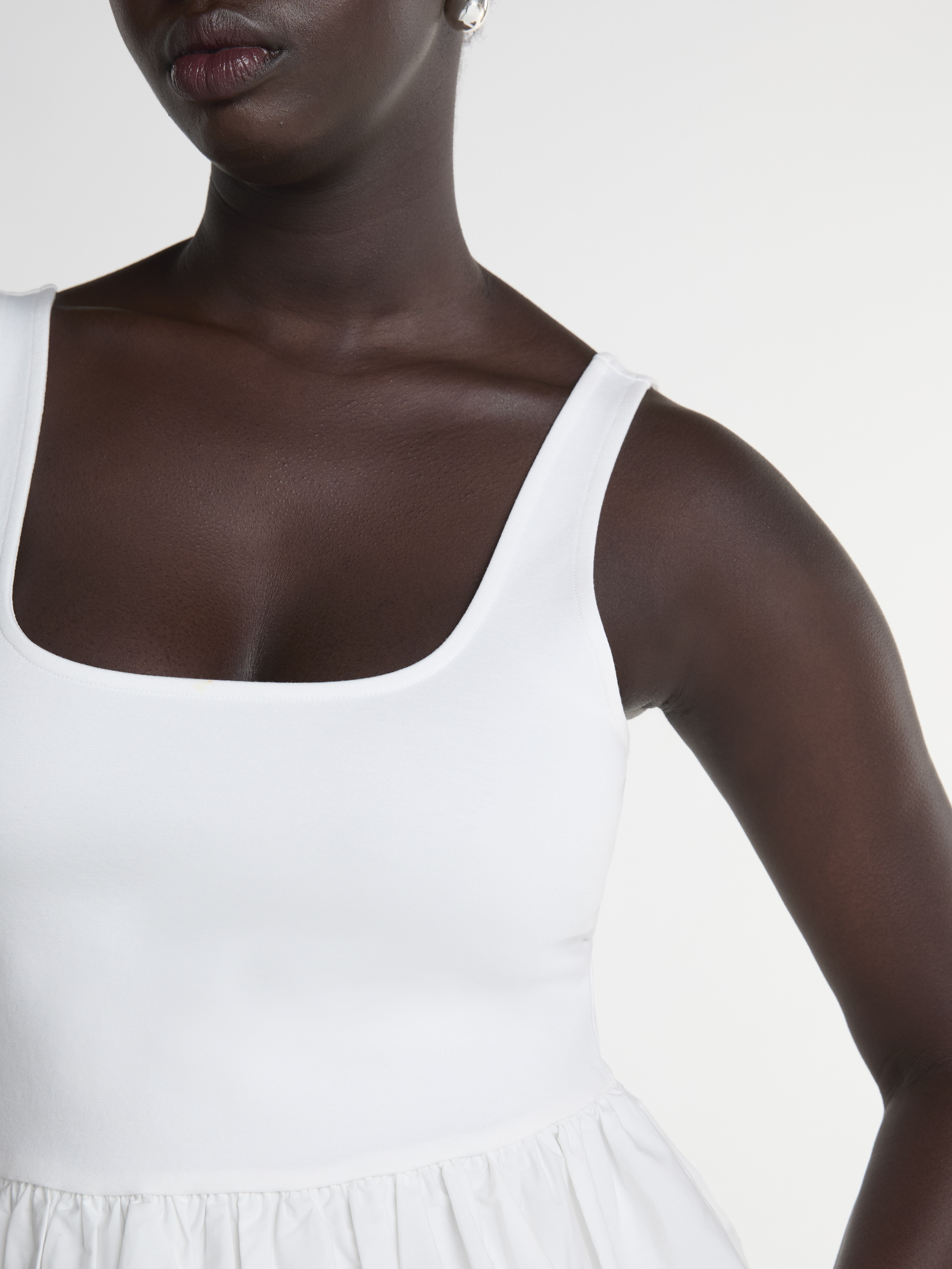 Scoop Women's Mixed Media Bubble Hem Tank Top, Sizes XS-XXL