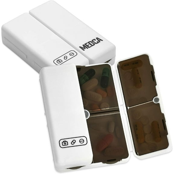 MEDca Magnetic Foldable Pill Box Case, 7 Compartments, 2-Pack, BPA-Free