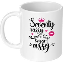 Sixty Sassy and a Bit Smart Assy 11 oz Funny Bday Coffee Mug Ceramic Cup 60th Birthday Christmas Gift for Grandma Mom Aunt Wife Sister Boss Lady Friend Coworker Woman 60 Years Old Gift Pink
