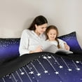 thumbnail image 4 of Feelyou Psychedelic Galaxy Kids Bedding Comforter Set 7pcs, Bling Stars Print King Bedding Sets, Slate Blue Black Reversible Bed Sheets, Microfiber Bedroom Decor, 3-Piece, 4 of 7