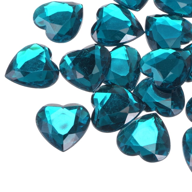 20uds Gemas Acrílico Corazón Imitación Diamante Unique Bargains 25mm Plano Espalda Plástico Azul