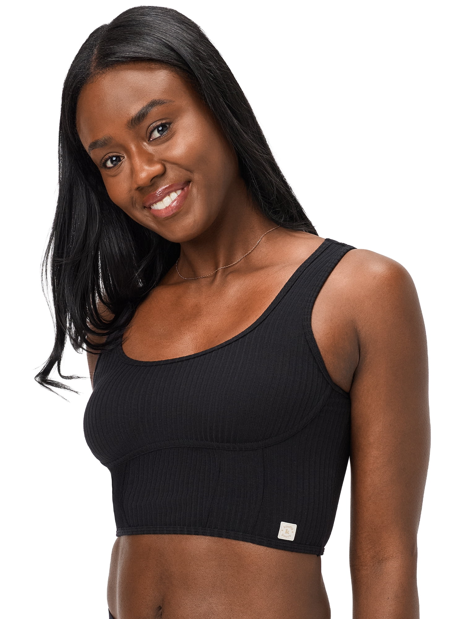 Kindly Yours Women’s Wireless Rib Longline Corset Bra Top, Sizes S-XXXL