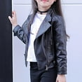 thumbnail image 6 of Odeerbi Toddler Winter Coat Kids Girls Outerwear Jackets Baby Outfits Spring Autumn Faux Leather Lapel Jacket Zipper Coat Black, 6 of 7