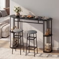 thumbnail image 4 of Gymax 3 Pieces 60'' Bar Table Set for 2 w/ Faux Marble Tabletop & Storage Shelves, 4 of 10