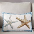 thumbnail image 3 of Blue Beige Coastal Beach Throw Pillow Cover 16 x 24 Inch Decorative Pillow Cover Summer Vintage Starfish Lumbar Pillowcase Seasonal Rectangle Cushion Case for Couch Sofa Bed Living Room, 3 of 7