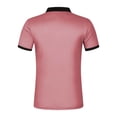 thumbnail image 5 of Pink Shirts For Men Graphic Tees, Polyester T Shirt Men, Golf Shirts For Men, Men'S Fashion Spring And Summer Casual Short Sleeved Buttons Lapel Solid Color Short Sleeved T Shirt Tops, 5 of 5