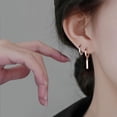 thumbnail image 2 of Solid 925 Sterling Silver Bar Drop Hoop Earrings for Women Teens Minimalist Bar Hoop Earrings Huggie, 2 of 14
