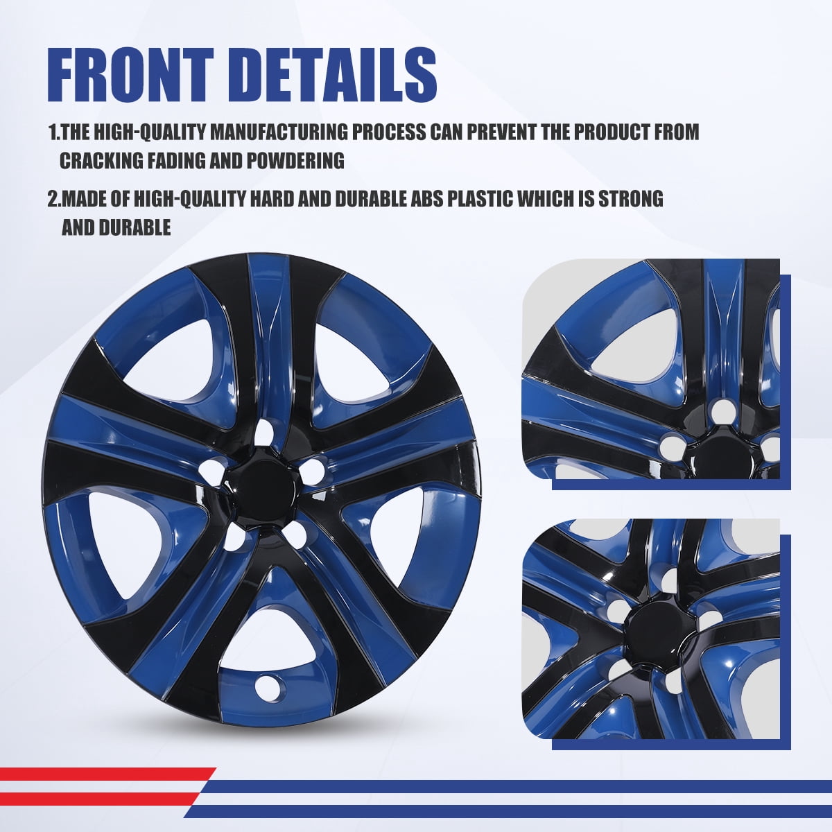 (Set of 4) 17 inch Hubcaps Wheel Rims Cover for 2013-2018 Toyota Rav4，Not Fit for Winter Wheel Rims,Black Lacquer & Blue Lacquer